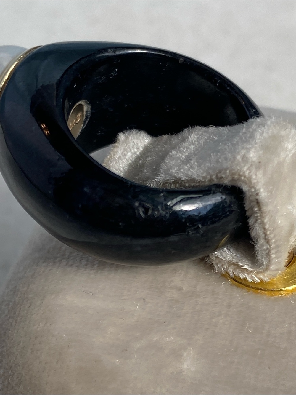 Solid Black Onyx, 10k Gold & Pearl Ring - Picture 6 of 9